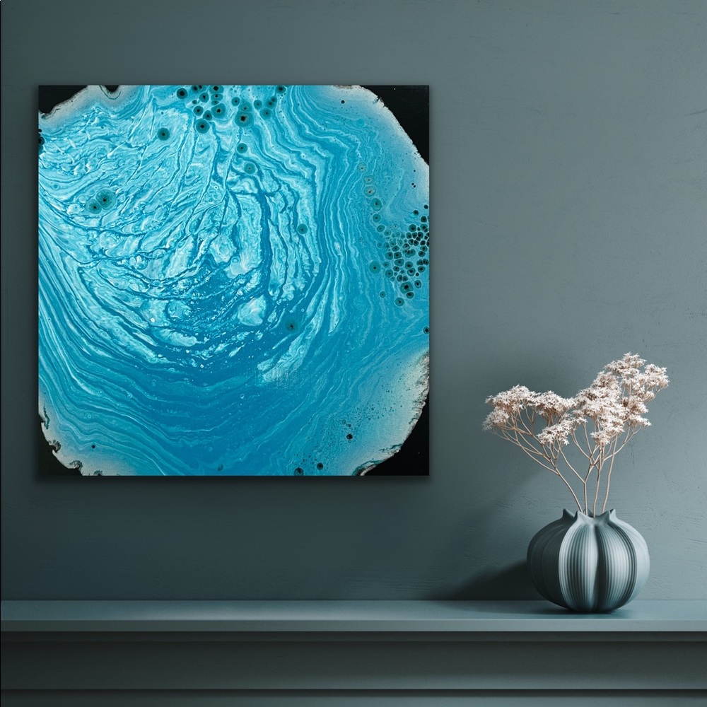 Painting - Fluid Art Original On 14x14 Canvas - Surface II